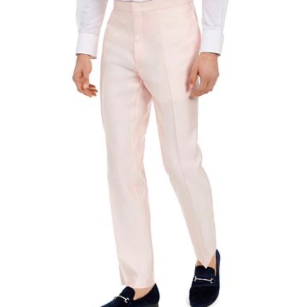 Waist 30 Slim-Fit Stretch Pink Solid Tuxedo Pants